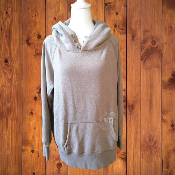 AMERICAN EAGLE WOMEN'S LARGE LONG SLEEVE HOODED PULLOVER SWEATSHIRT BEIGE - Picture 1 of 4